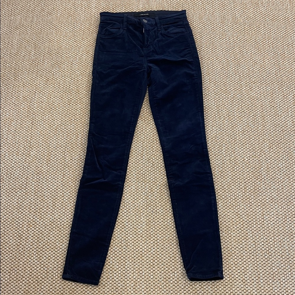 J Brand Maria Black Iris Navy Velvet Corduroy High Rise Skinny Pants